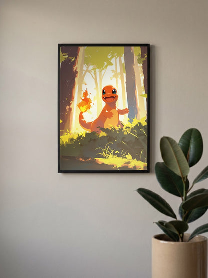 Charmander Forest Scene Anime Poster