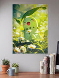 Chikorita Flower Field Anime Poster
