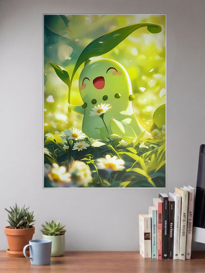 Chikorita Flower Field Anime Poster