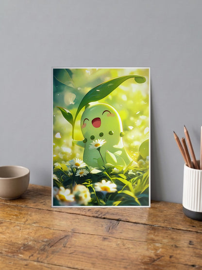 Chikorita Flower Field Anime Poster