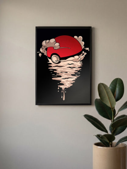 Pokeball Melting Ink Art Anime Poster