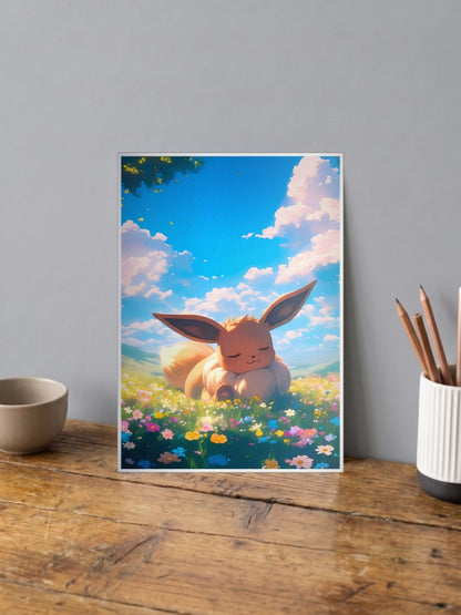 Eevee Sleeping Meadow Anime Poster