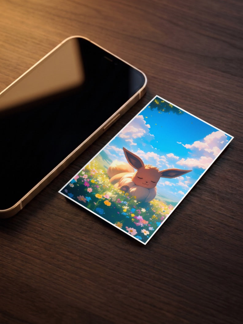 Eevee Sleeping Meadow Anime Poster