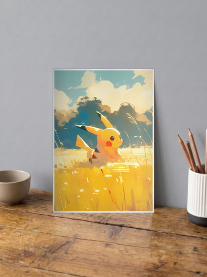 Pikachu Golden Field Anime Poster