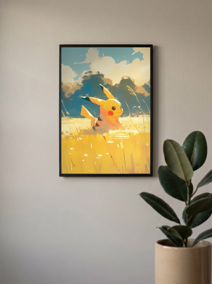 Pikachu Golden Field Anime Poster