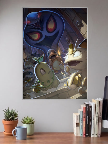 Pokemon Group Sneaking Anime Poster