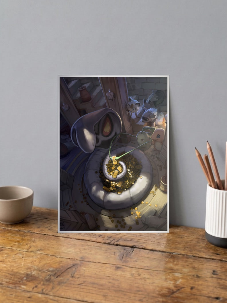 Snorlax Treasure Hoard Anime Poster