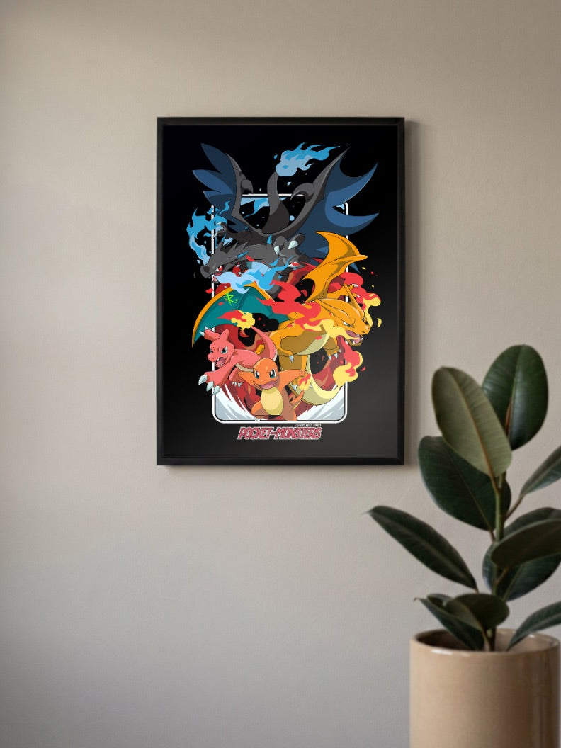 Charizard Mega Family Art Anime Poster