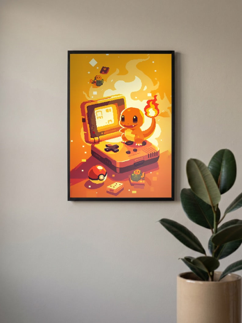 Charmander Gameboy Pixel Anime Poster