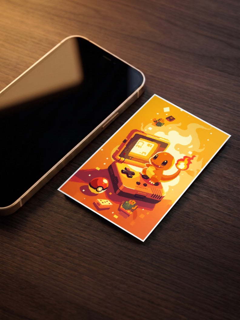 Charmander Gameboy Pixel Anime Poster