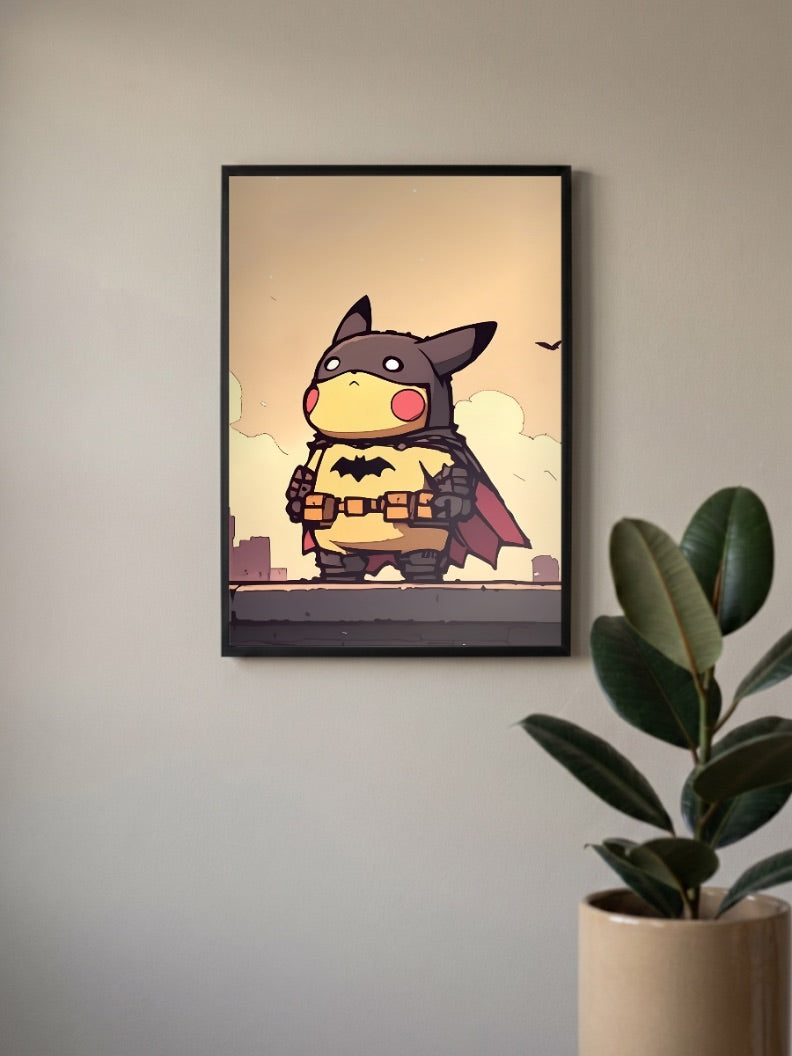 Pikachu Batman Costume Anime Poster