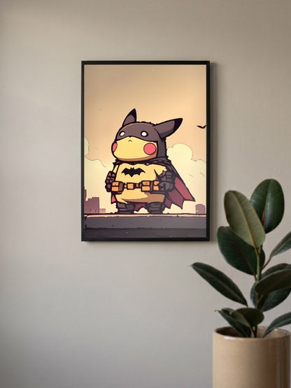 Pikachu Batman Costume Anime Poster