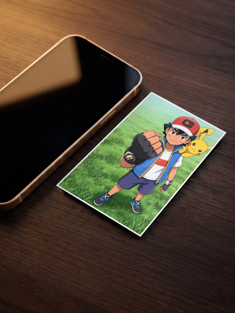 Ash And Pikachu Fist Up Anime Poster