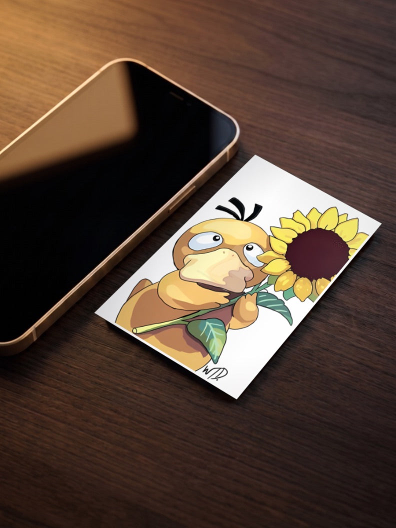 Psyduck Sunflower Anime Poster