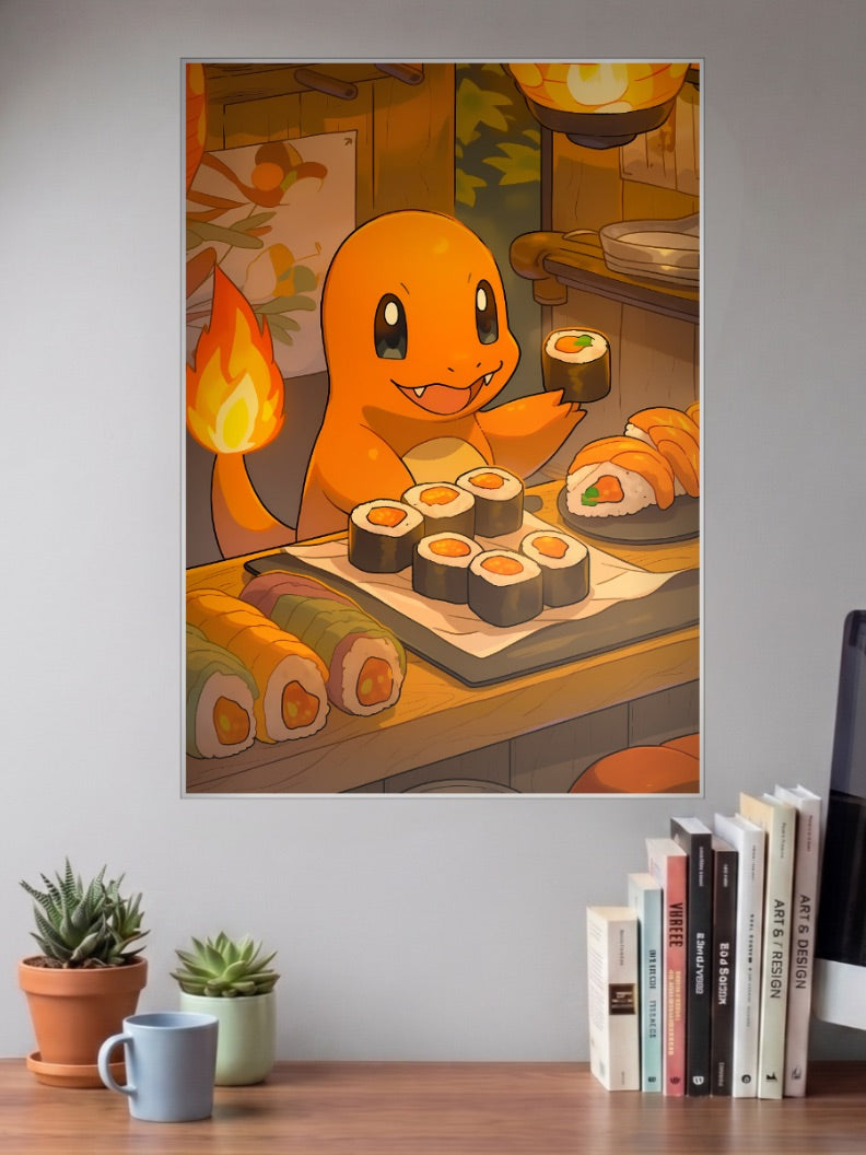 Charmander Sushi Snack Anime Poster