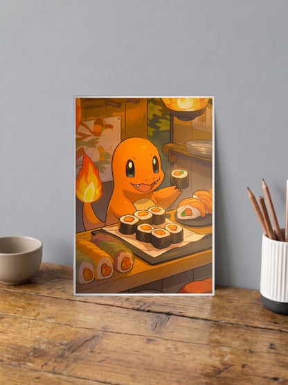Charmander Sushi Snack Anime Poster