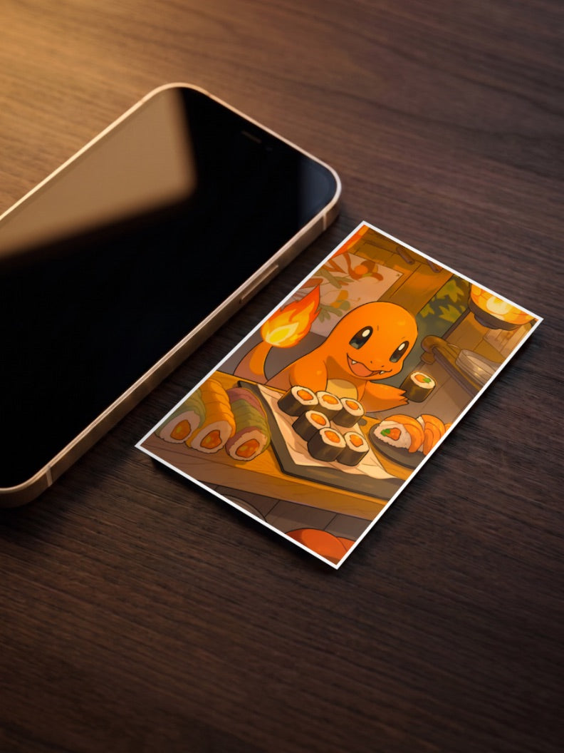 Charmander Sushi Snack Anime Poster