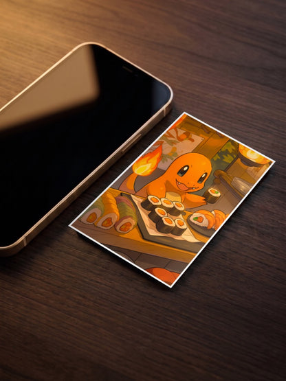 Charmander Sushi Snack Anime Poster