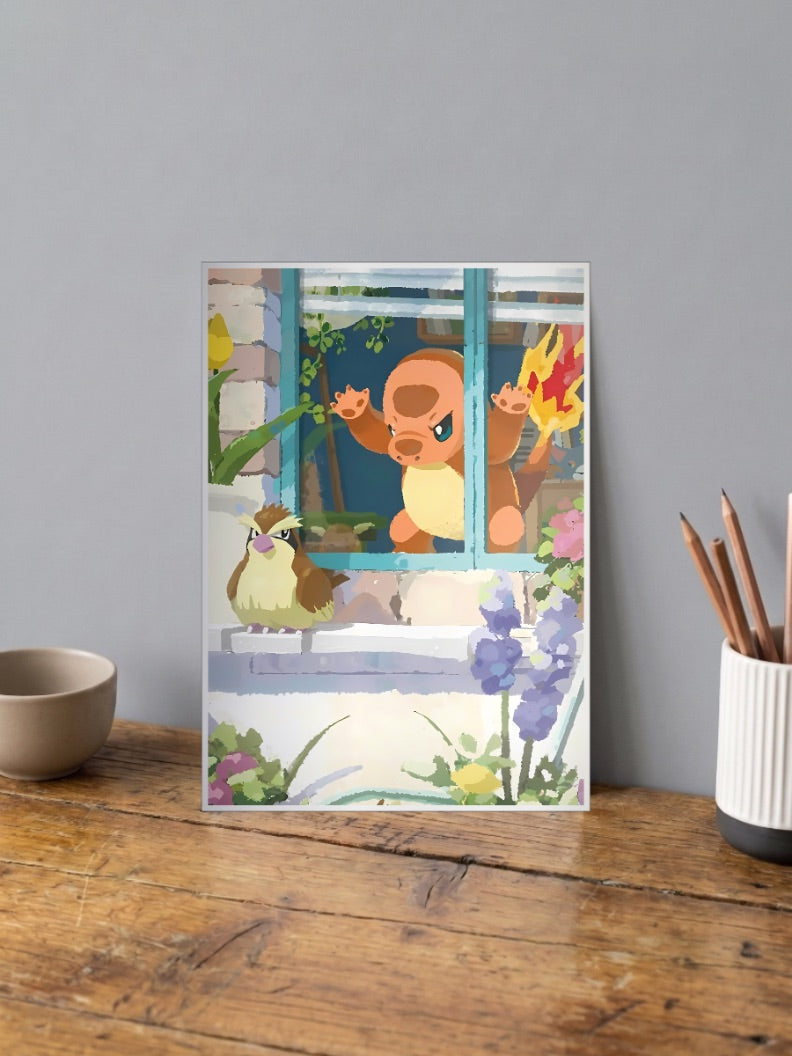 Charmander Window Wave Anime Poster
