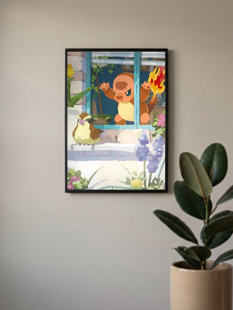 Charmander Window Wave Anime Poster
