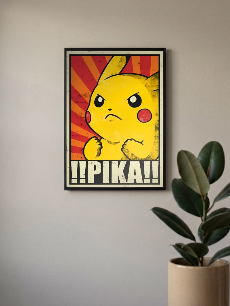 Pikachu Pika Propaganda Anime Poster