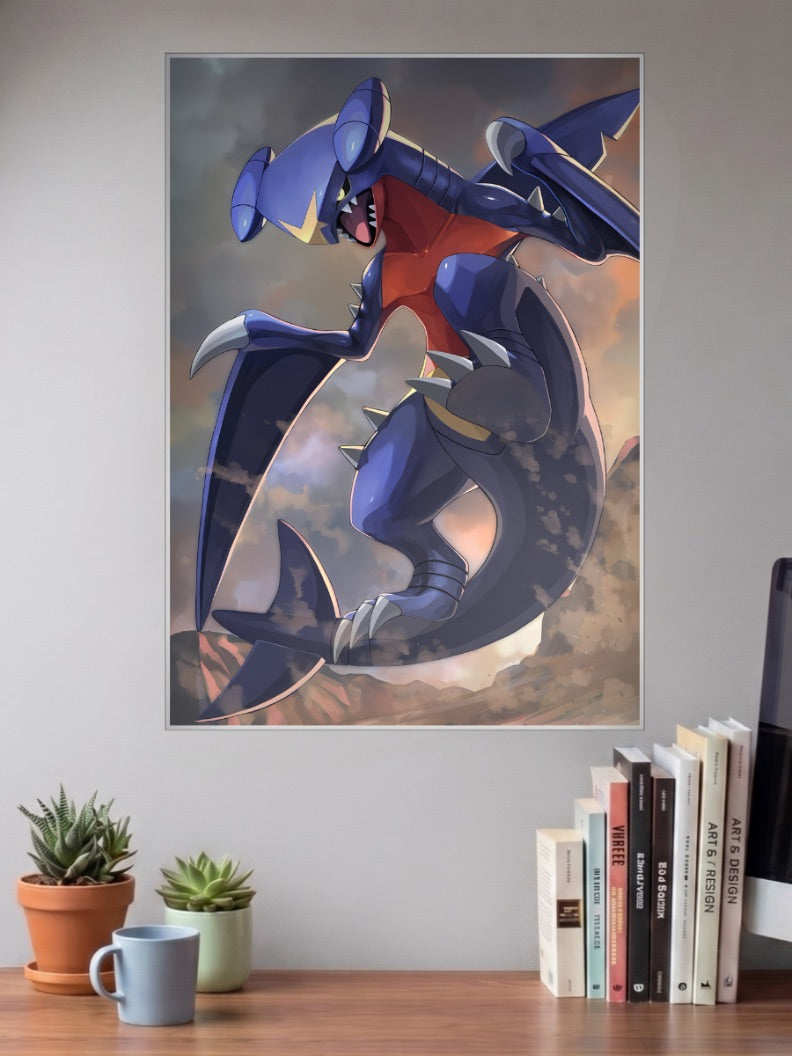 Garchomp Action Pose Anime Poster