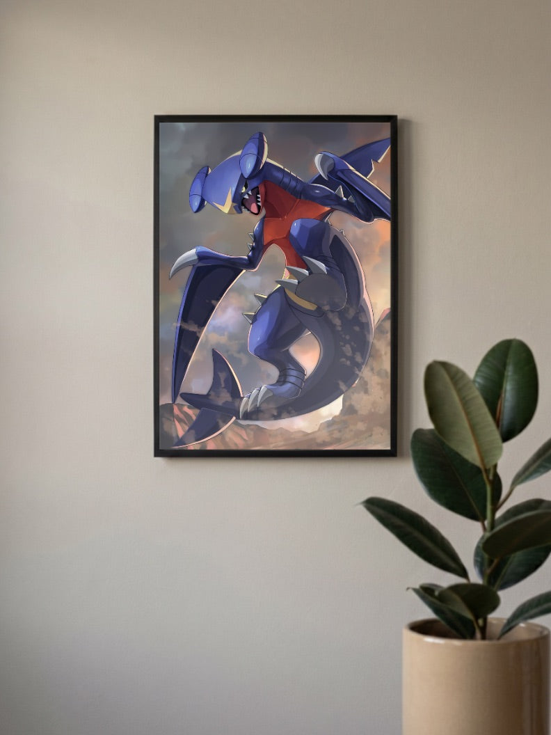 Garchomp Action Pose Anime Poster