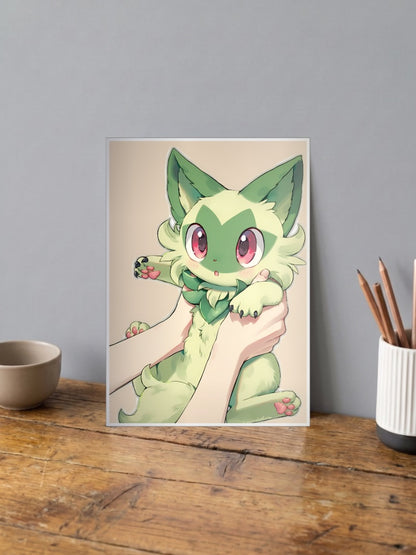 Sprigatito Held Gently Anime Poster