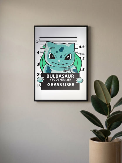 Bulbasaur Grass Mugshot Anime Poster