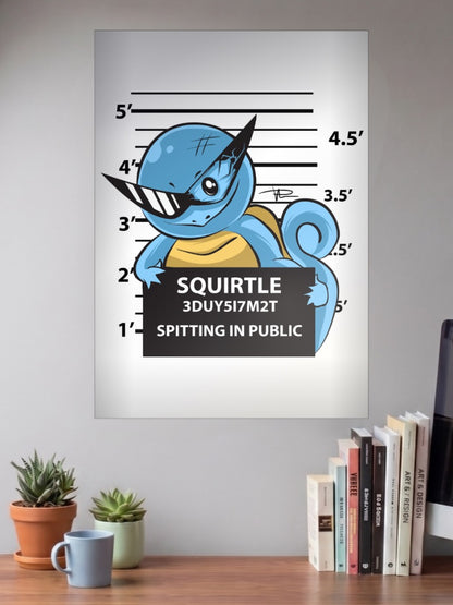 Squirtle Public Mugshot Anime Poster