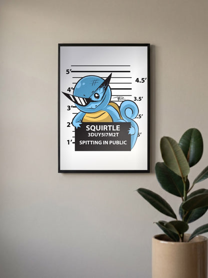 Squirtle Public Mugshot Anime Poster