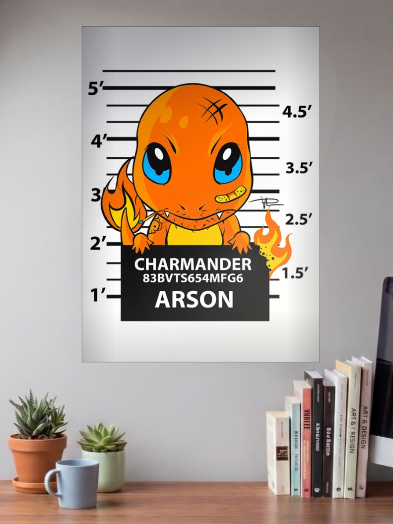 Charmander Arson Mugshot Anime Poster