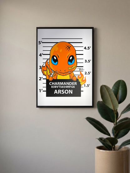 Charmander Arson Mugshot Anime Poster