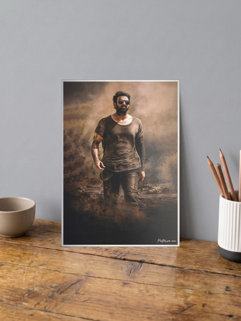Prabhas Dusty Action Look Celebs Poster