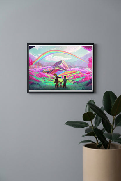 Psychedelic Rainbow Land Abstract Poster
