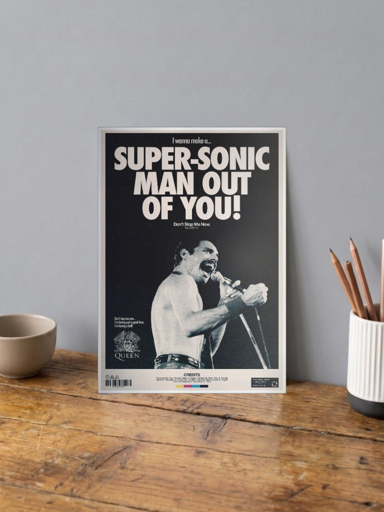 Queen Super Sonic Vintage Art Bands Poster