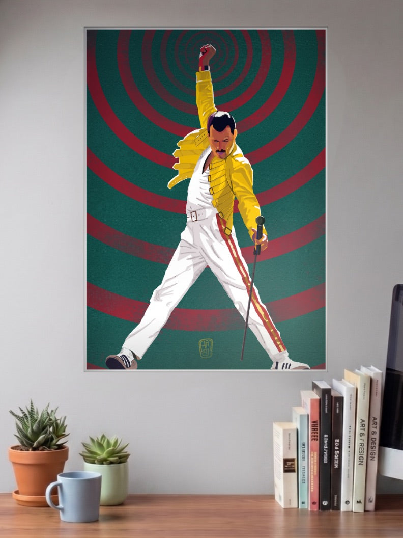 Freddie Mercury Performance Art Bands Poster