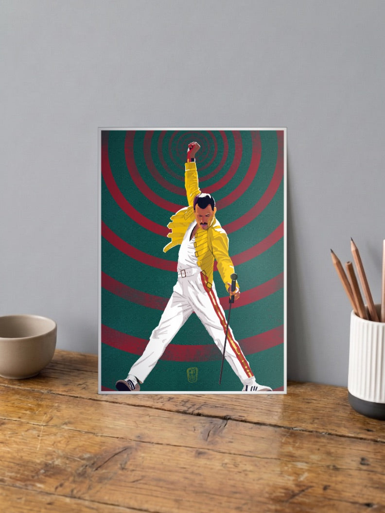 Freddie Mercury Performance Art Bands Poster