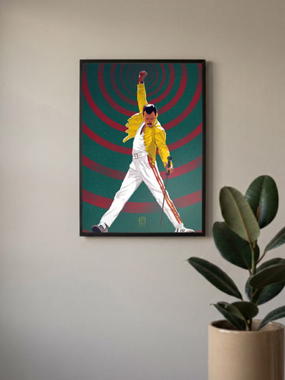 Freddie Mercury Performance Art Bands Poster