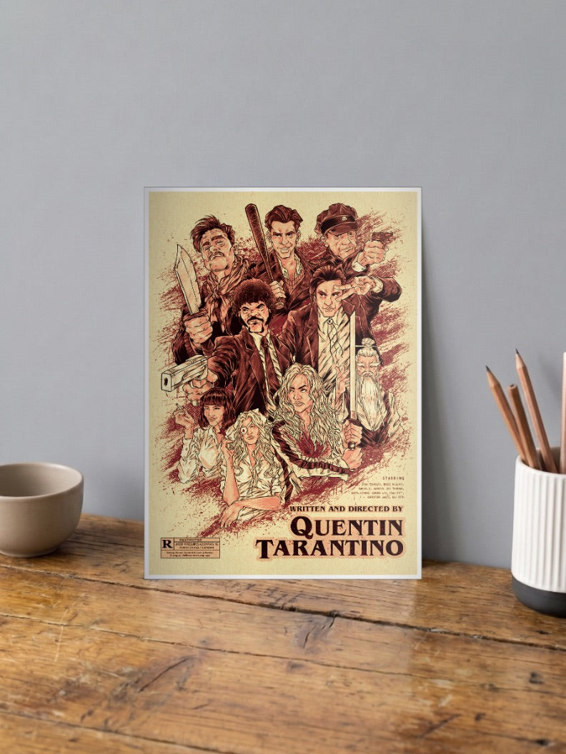 Tarantino Cast Collage Hollywood Movie Poster