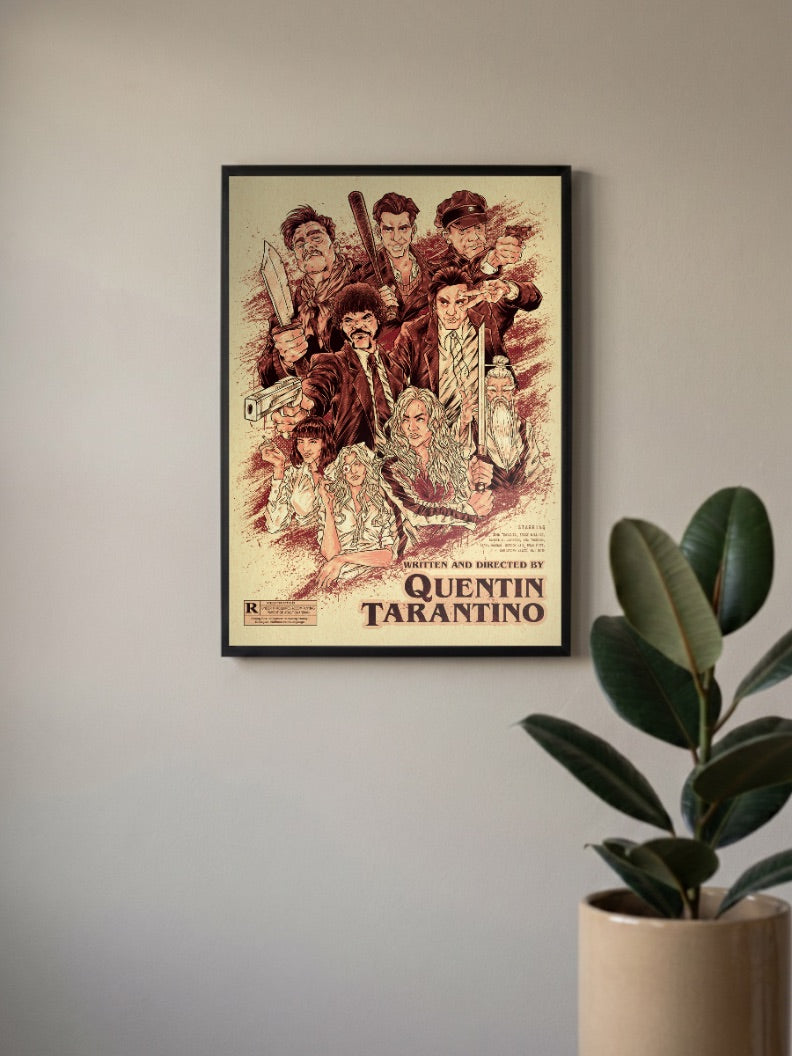 Tarantino Cast Collage Hollywood Movie Poster