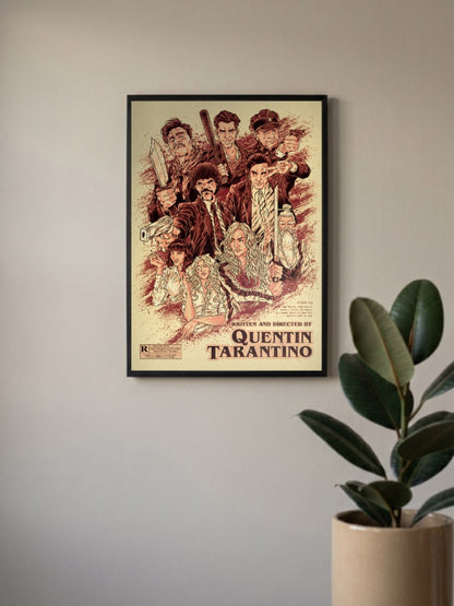 Tarantino Cast Collage Hollywood Movie Poster