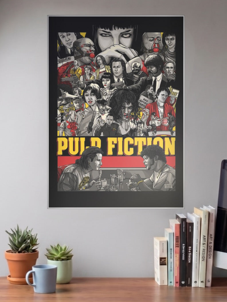 Pulp Fiction Cast Collage Hollywood Movie Poster