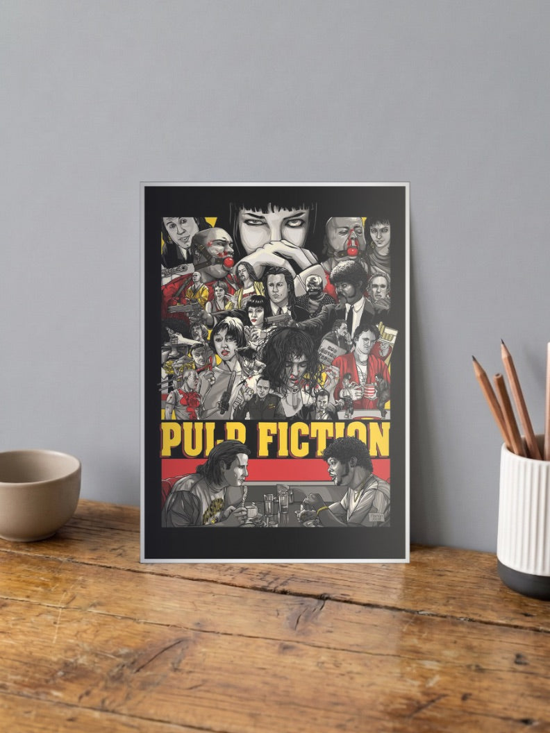 Pulp Fiction Cast Collage Hollywood Movie Poster