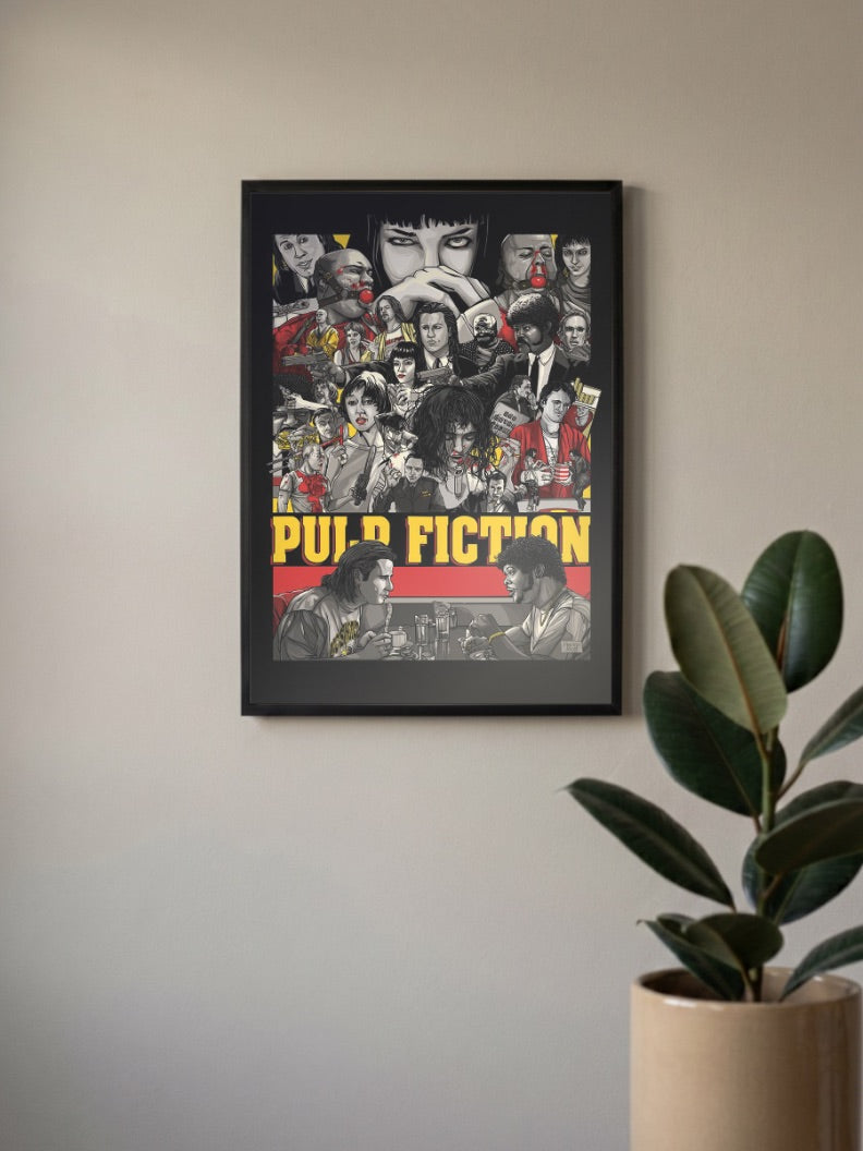Pulp Fiction Cast Collage Hollywood Movie Poster