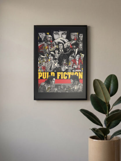Pulp Fiction Cast Collage Hollywood Movie Poster