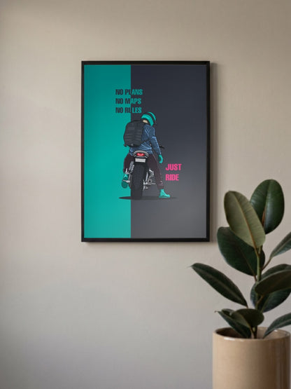 Just Ride Motorcycle Quote Quotes Poster