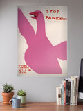 Stop Panicking Pink Bird Quote Quotes Poster