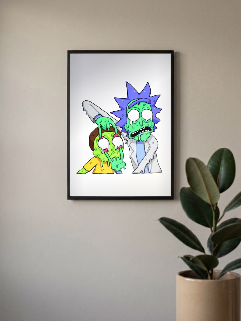 Rick And Morty Collage Cartoon Poster
