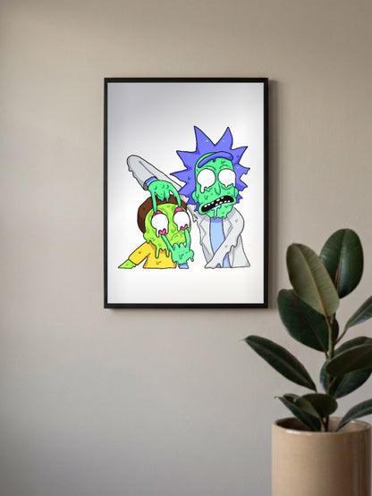 Rick And Morty Collage Cartoon Poster